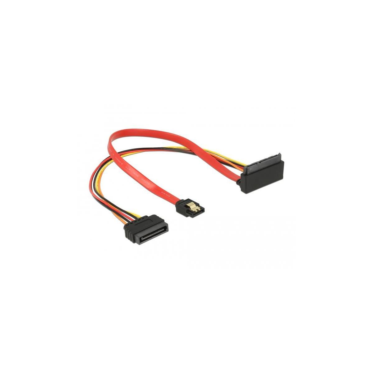 Cavo SATA rosso con connettori neri, su sfondo bianco.