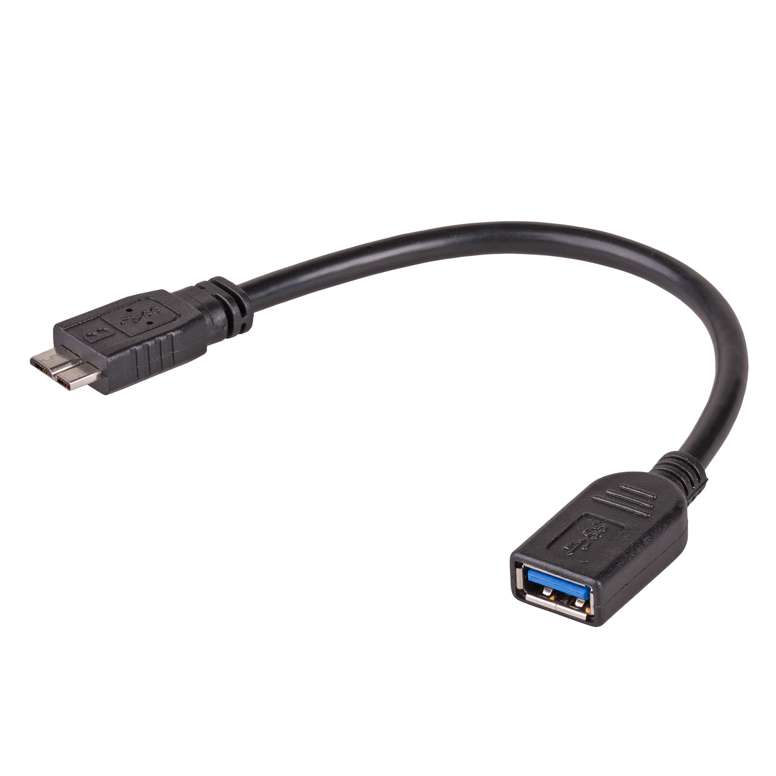 Un cavo da USB a micro-USB nero.