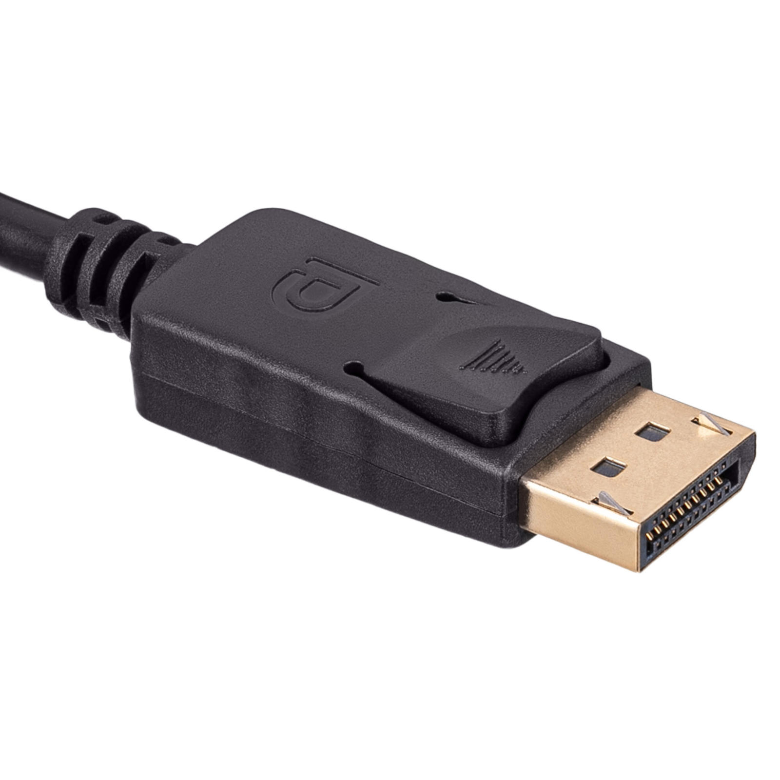 Un gros plan d'un connecteur DisplayPort noir.