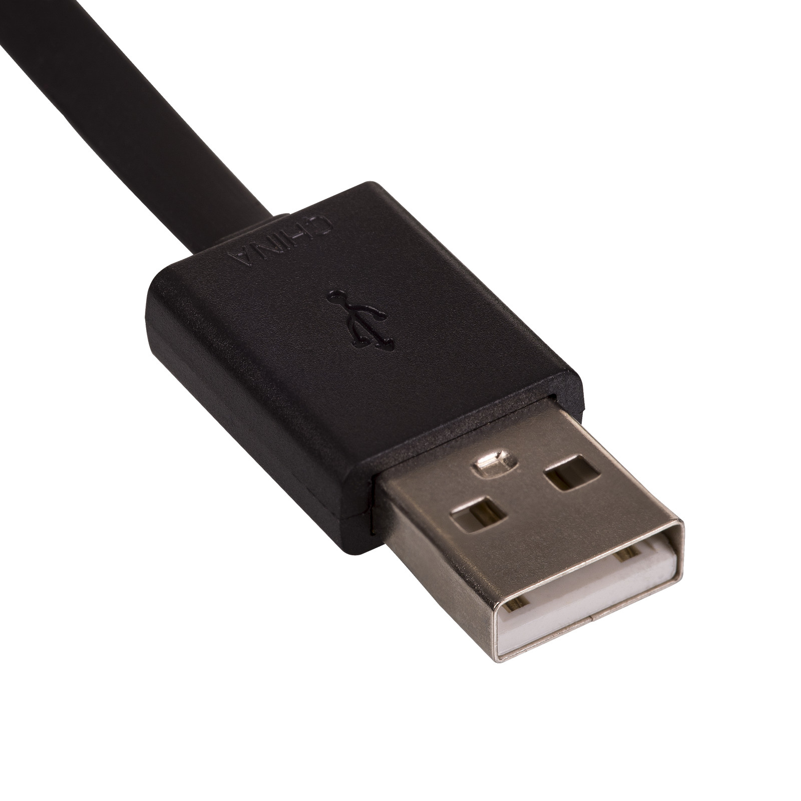 Czarny konektor USB. Złącze jest oznaczone napisem "CHINA" i posiada symbol USB.
