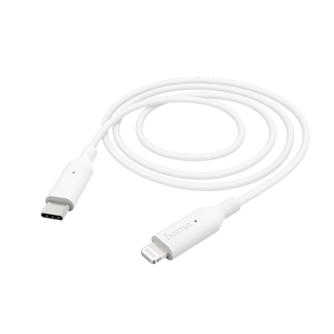 Cavo da USB-C a Lightning bianco.
