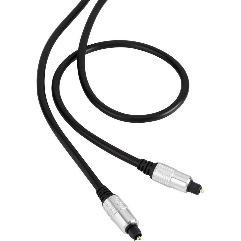 Cavo audio nero con due connettori audio ottici.