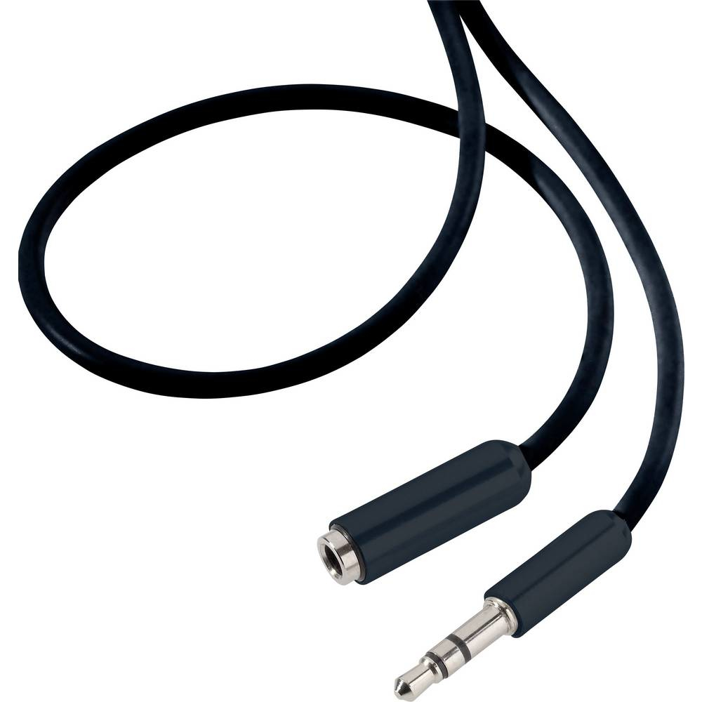 Cavo audio nero con connettore femmina da 3,5 mm e maschio da 3,5 mm.