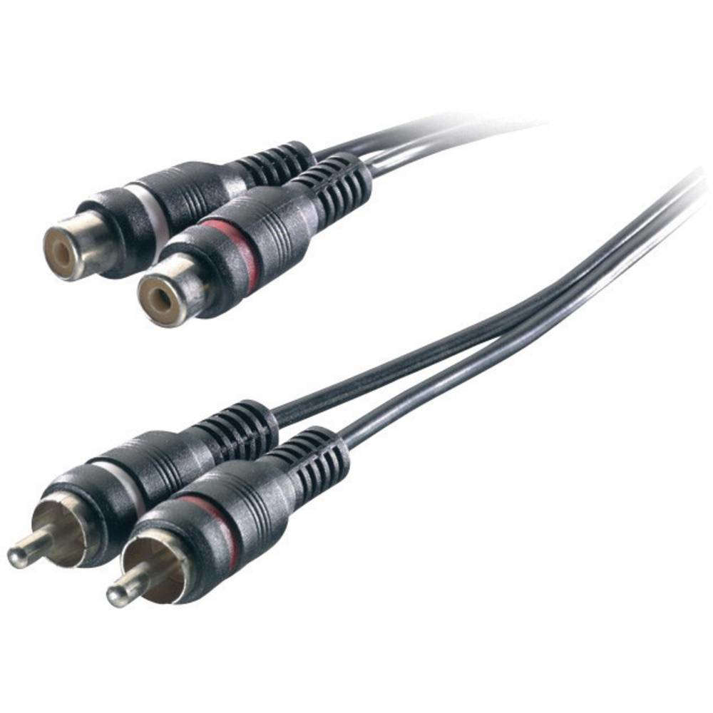 Due cavi neri con connettori RCA. Rosso e bianco per l'audio.
