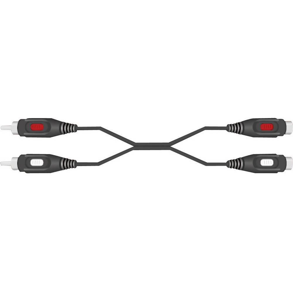 Due cavi con connettori RCA. Pulsanti rossi e bianchi. Per audio.