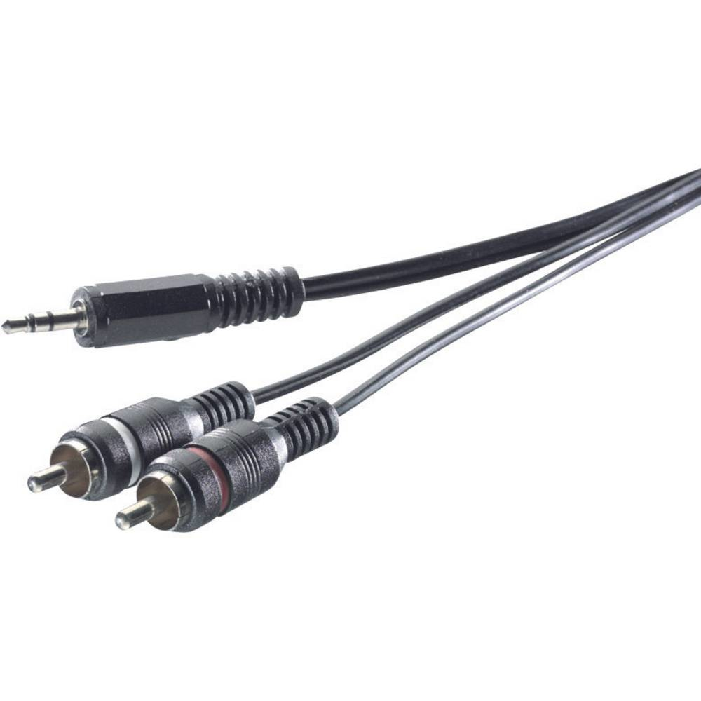 Cavi audio neri con jack da 3,5 mm e due connettori RCA.