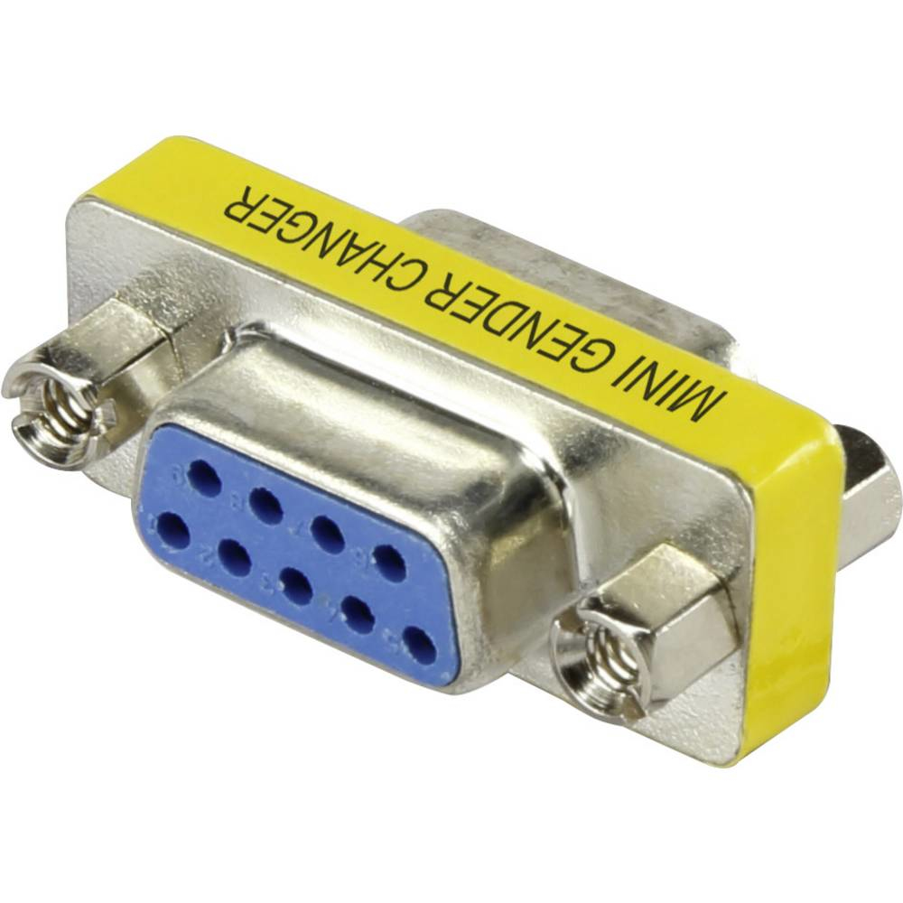 Mini gender changer giallo con connettore a 9 pin.