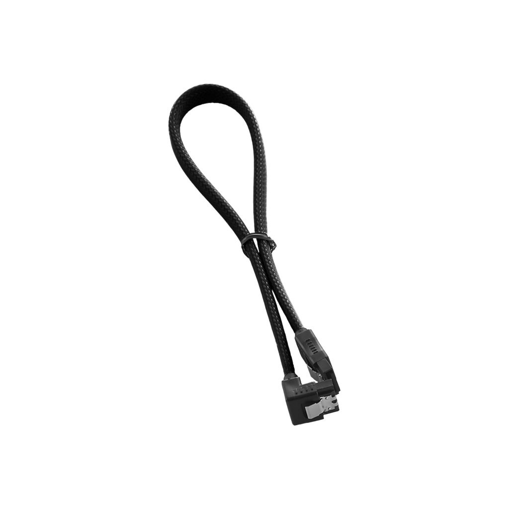 Cavo SATA nero con anello e connettori.