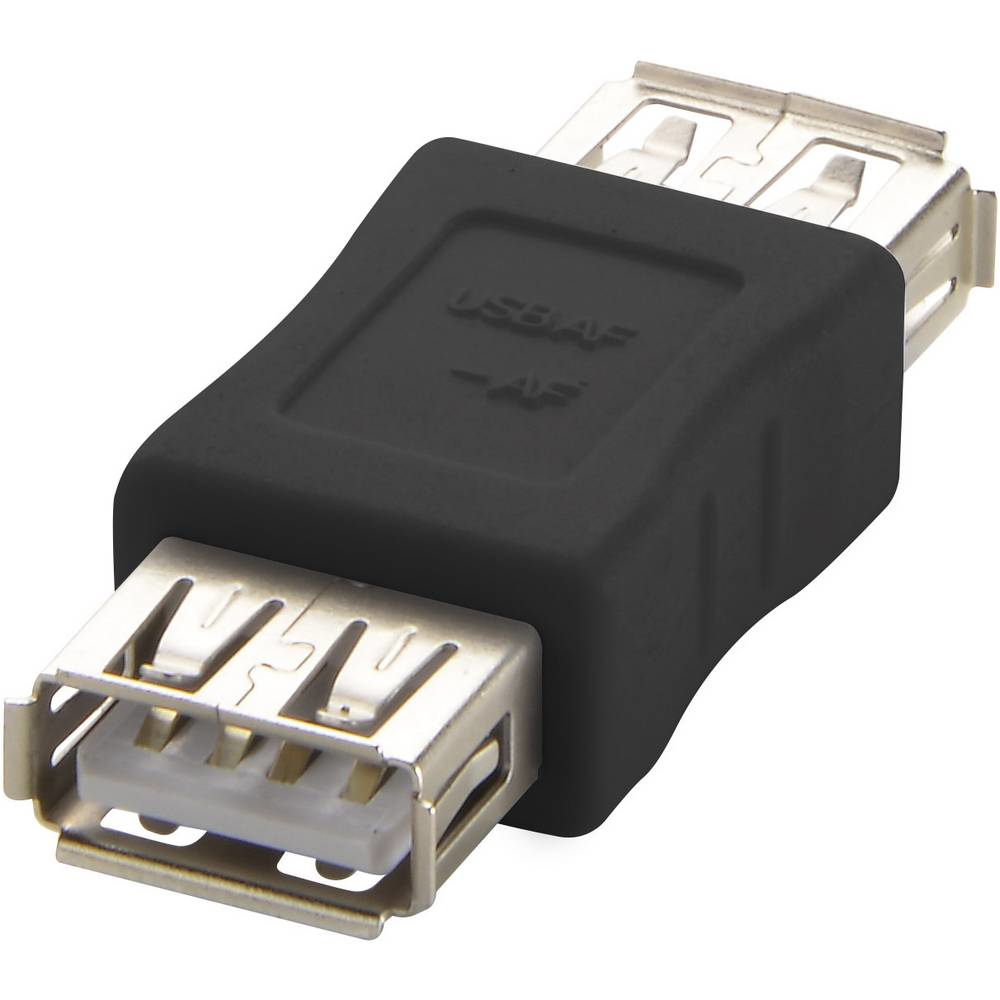 Adattatore USB nero con due porte USB femmina.
