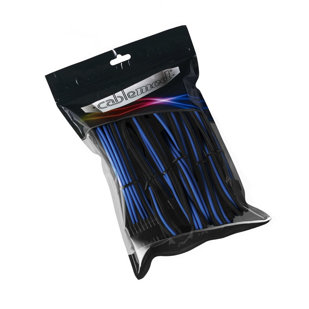 Cavi PC neri e blu in una confezione. Logo CABLEMOD in alto.