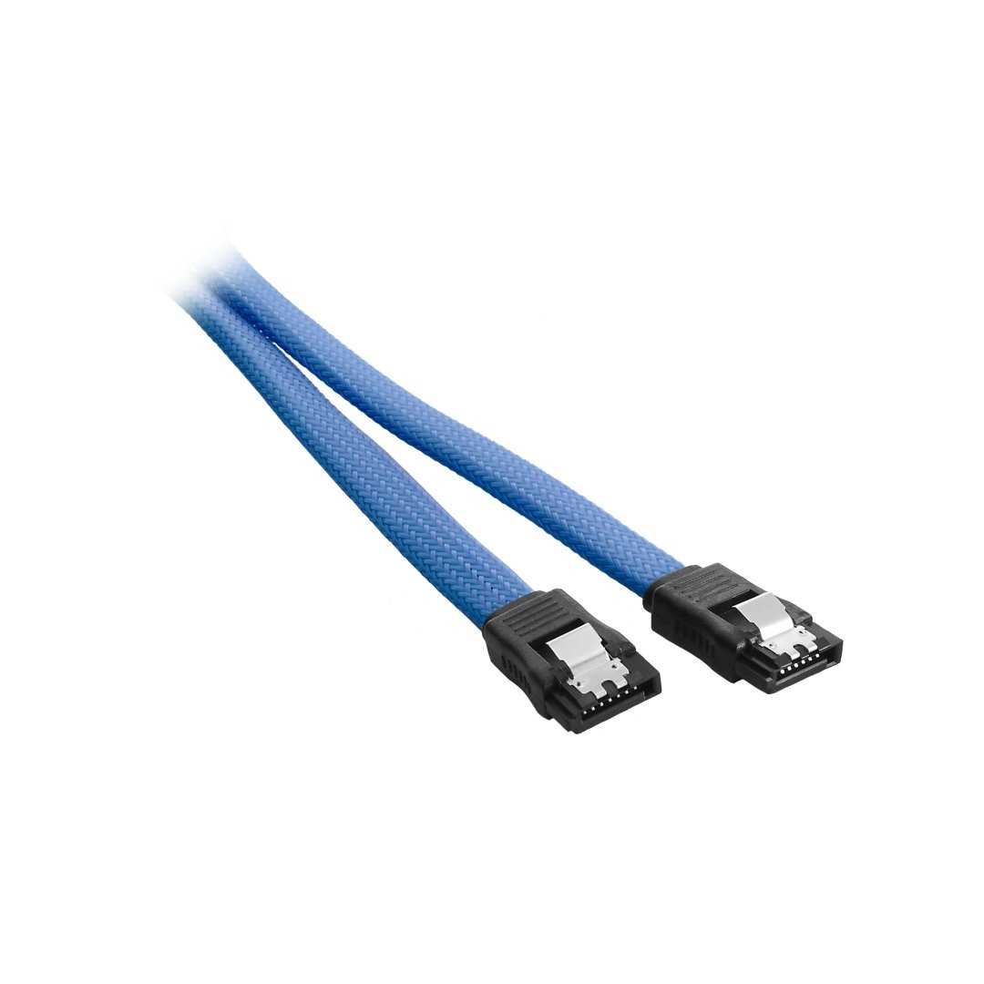 Due cavi blu per computer con connettori.