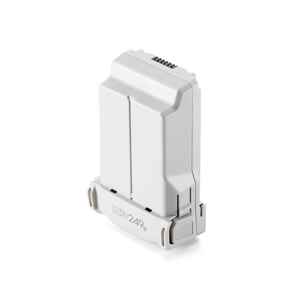 Una batería blanca para dron. Tiene el texto "ULTRA LIGHT" y un peso de "249g".