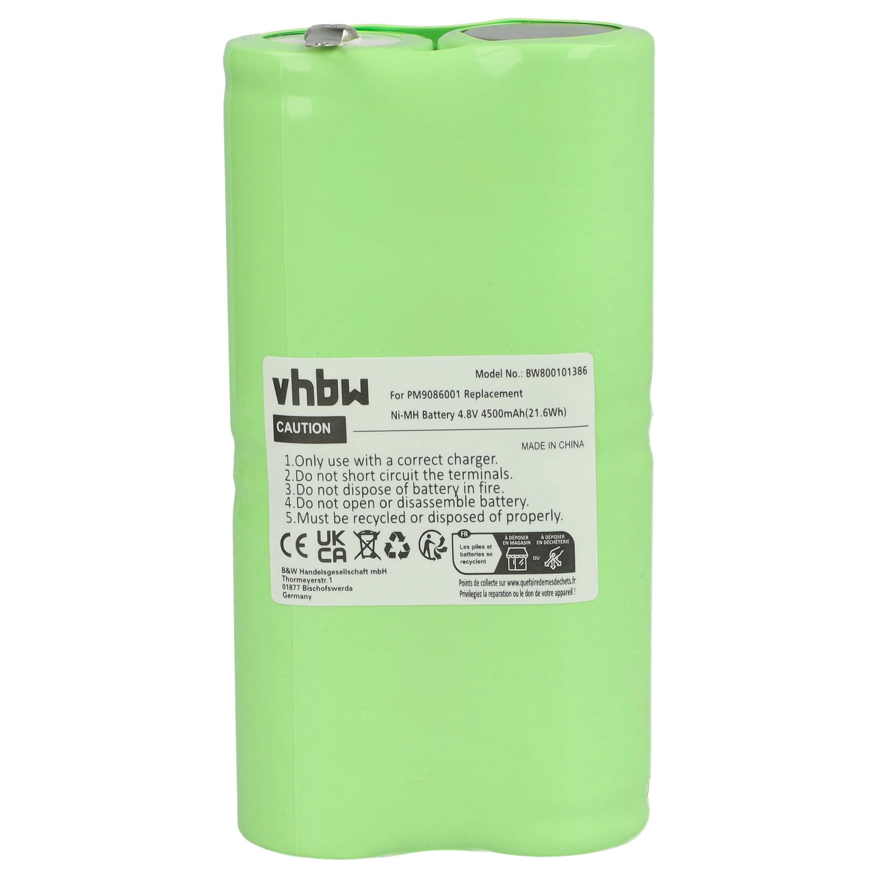 Eine grüne Batterie mit Text, Anweisungen und CE/UKCA-Kennzeichnungen.