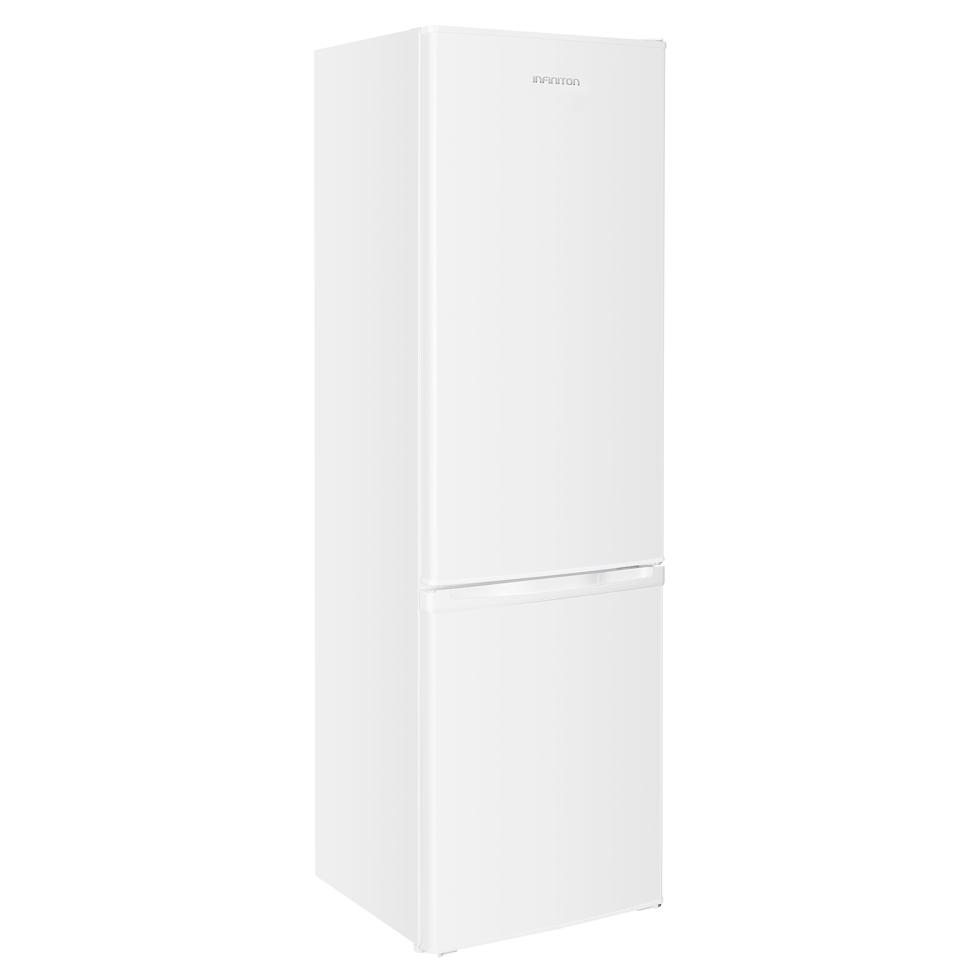 Un refrigerador blanco de dos puertas con congelador en la parte inferior.