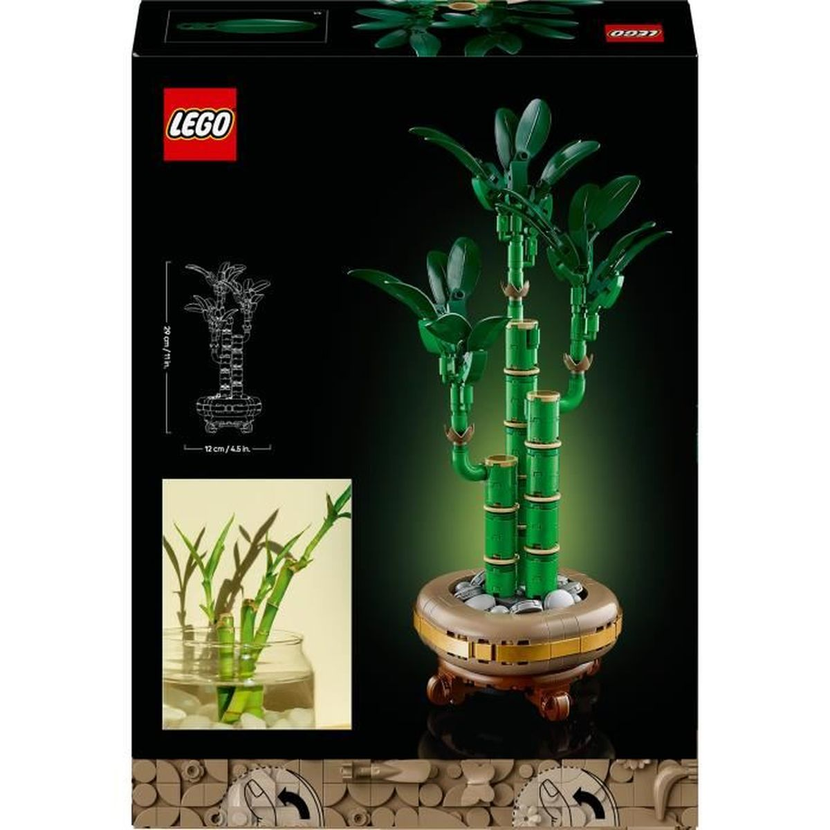 LEGO-setdoos met een LEGO bamboeplant afgebeeld. De bamboe is groen.