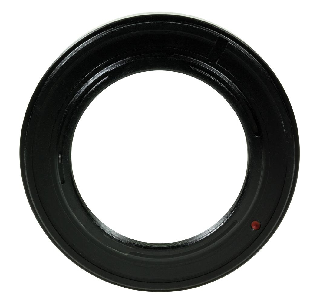 Anillo adaptador de lente negro con una amplia abertura en el centro.