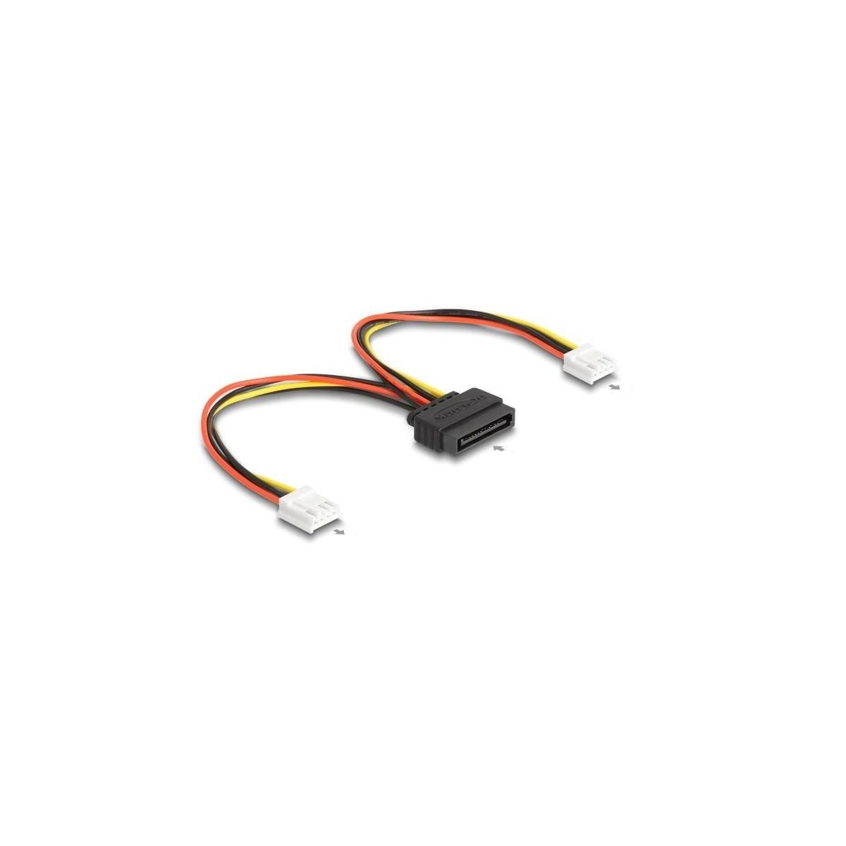 Cavo SATA con connettore nero e connettori bianchi su sfondo bianco.