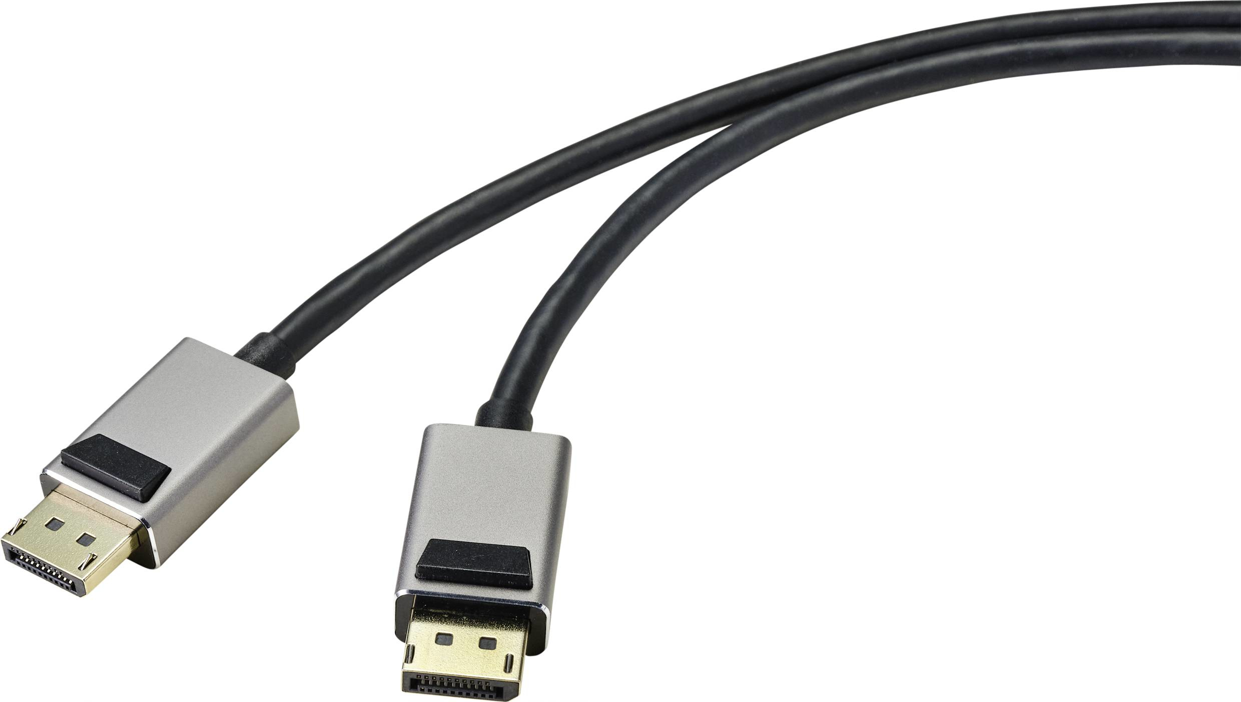 Due cavi DisplayPort, connettori neri e argentati. I connettori sono rivolti in direzioni opposte.