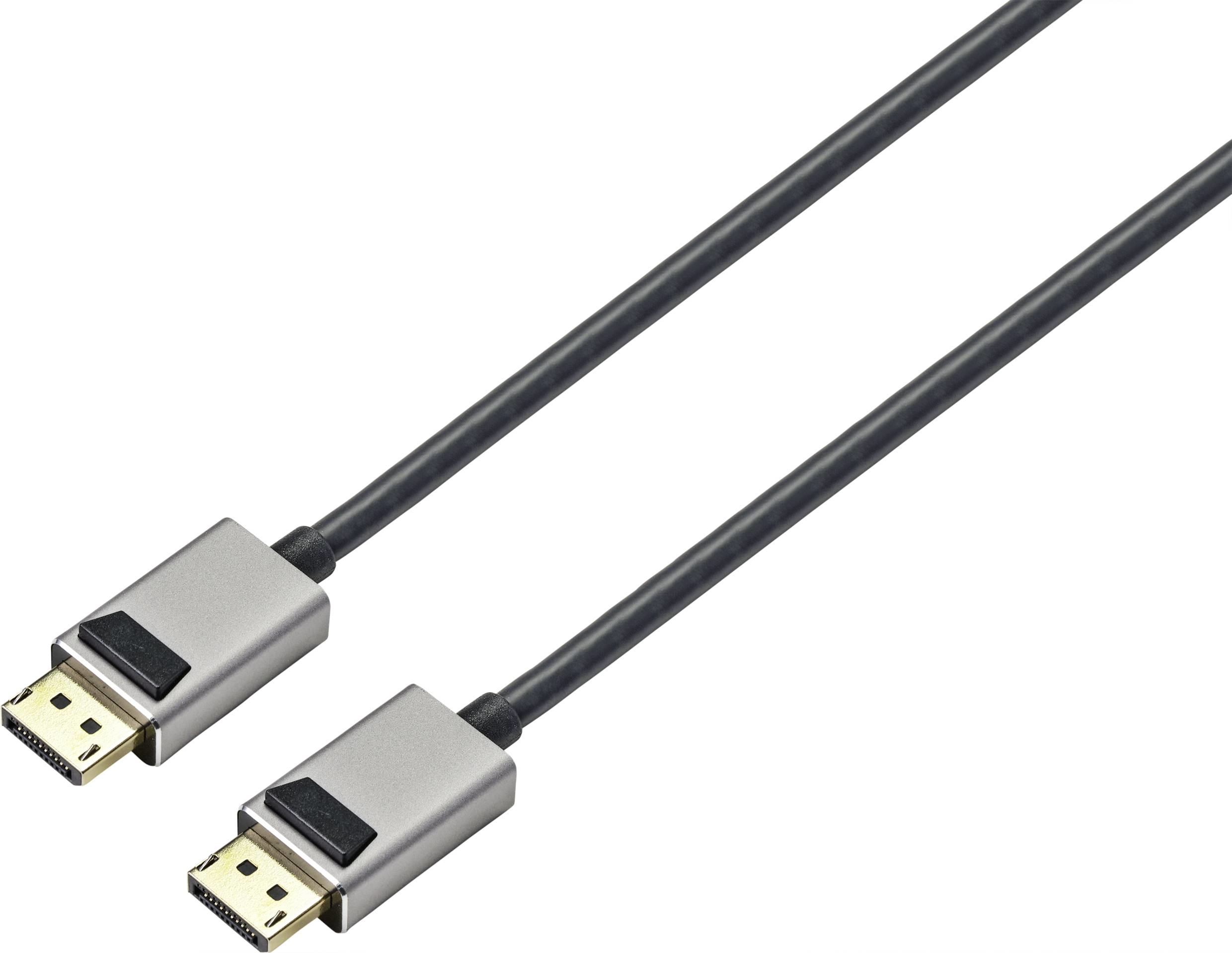 Due cavi DisplayPort con connettori argentati. Sono neri e posizionati uno accanto all'altro.