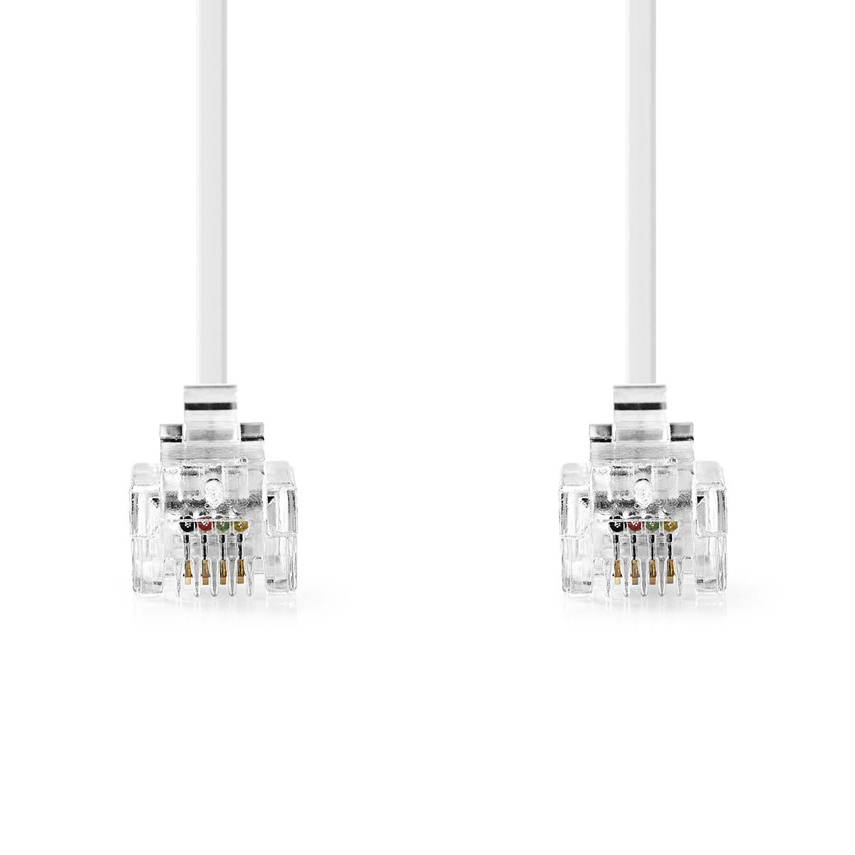 Due connettori ethernet bianchi su sfondo bianco.
