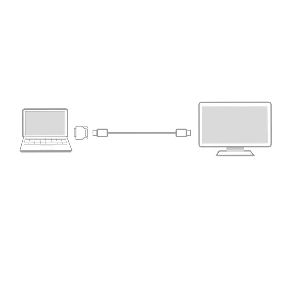 Diagrama de una laptop conectada a un monitor por cable.