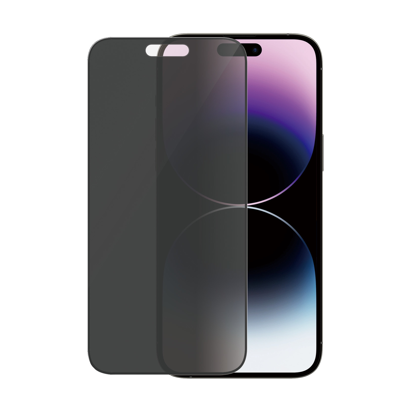 Ekran koruyucusu takılan bir akıllı telefon, telefonu ve koruyucuyu sergiliyor.
