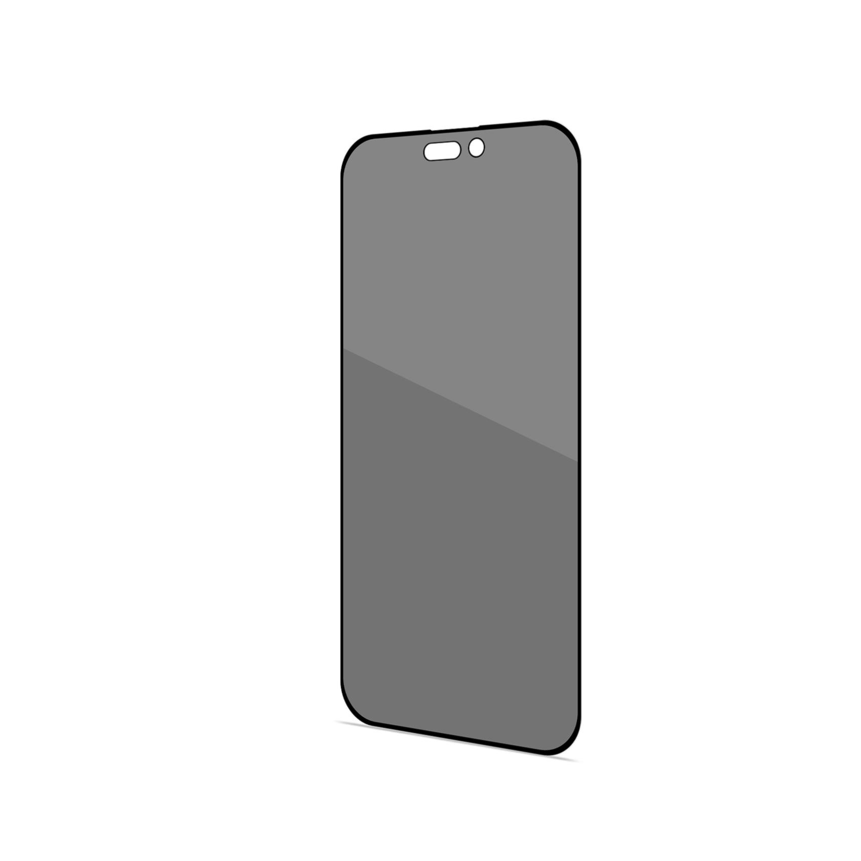 Protezione schermo per smartphone, grigio scuro, con intaglio per la fotocamera.