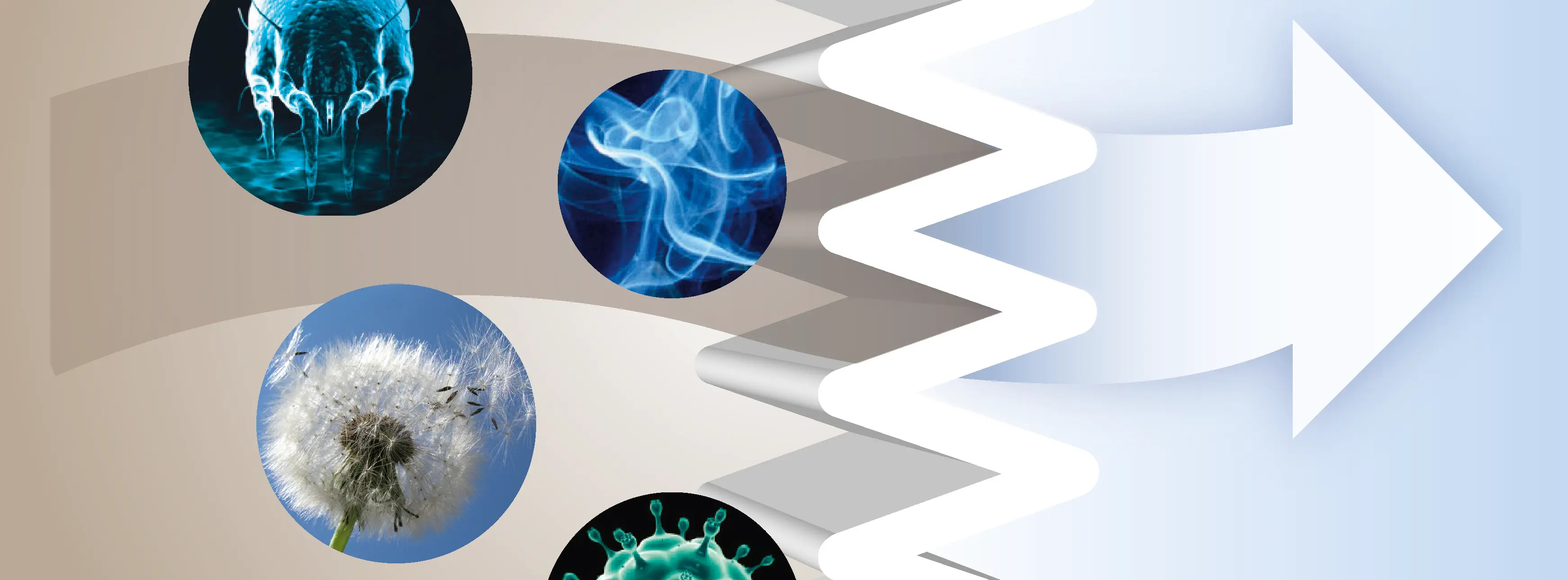 Abstrakcyjny obraz z różnymi okrągłymi elementami i strzałką.