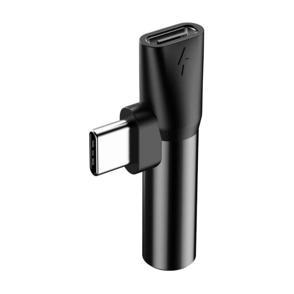 Czarny adapter z USB-C i portem USB.