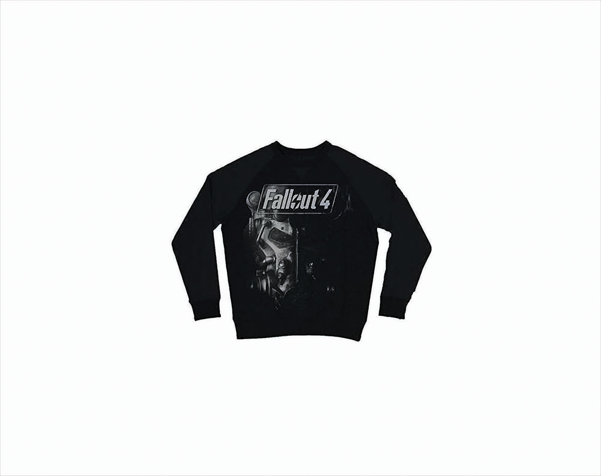 Schwarzes Fallout 4 Sweatshirt mit einem Charakterbild auf der Vorderseite.