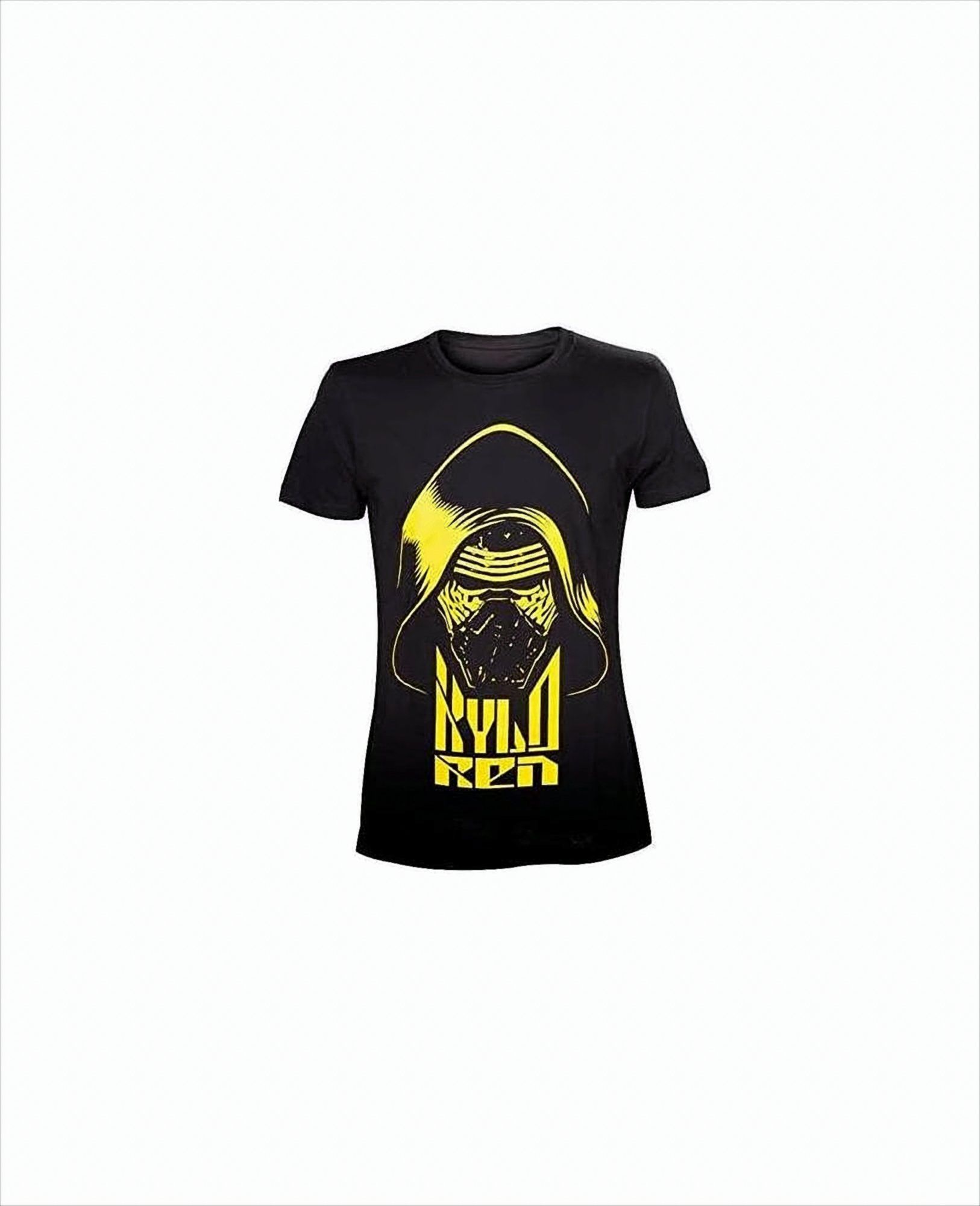 Schwarzes T-Shirt mit einem Kylo Ren Design in Gelb.