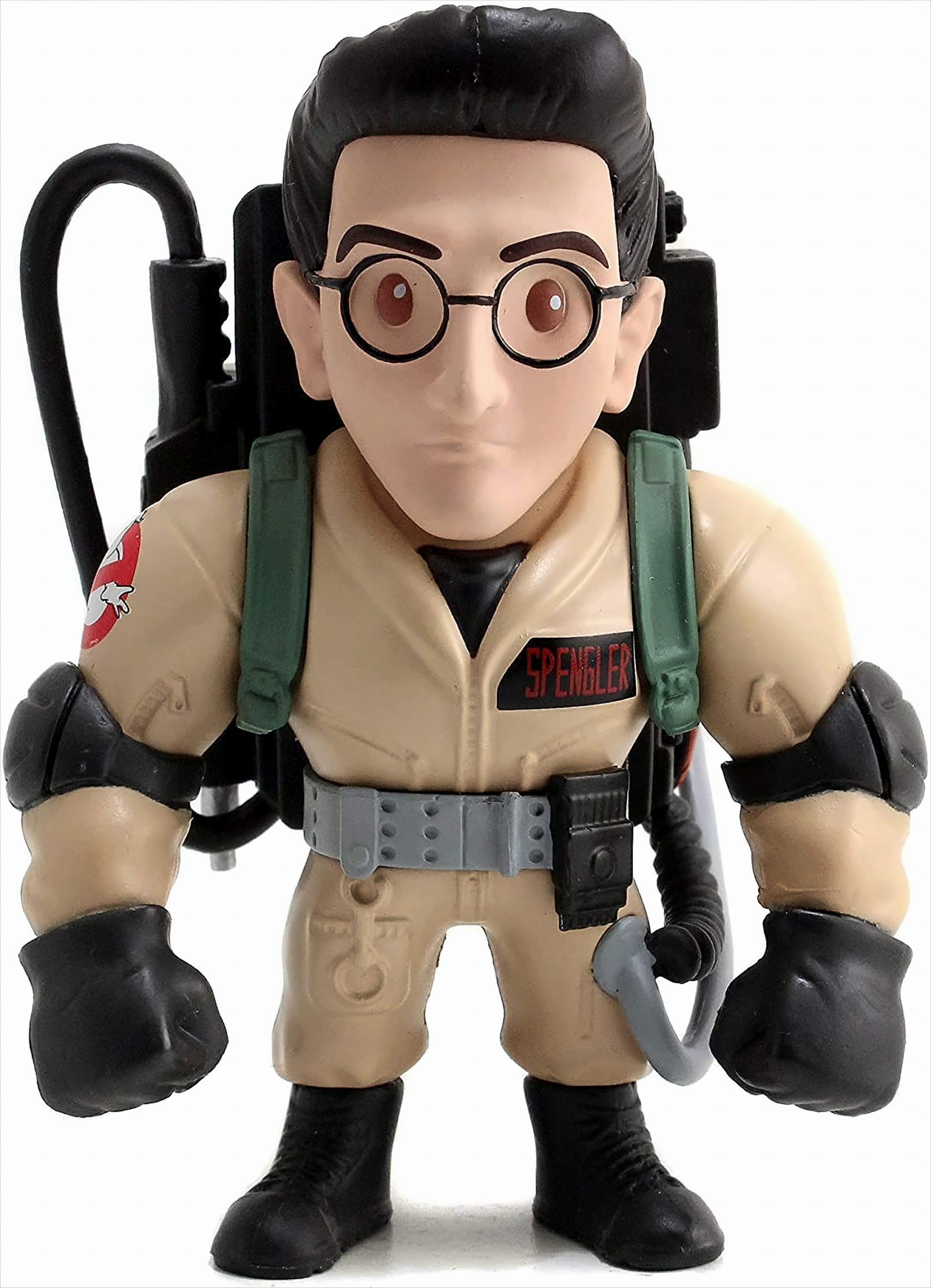 Eine Ghostbusters-Cartoonfigur von Egon Spengler mit Brille und Protonenpack.