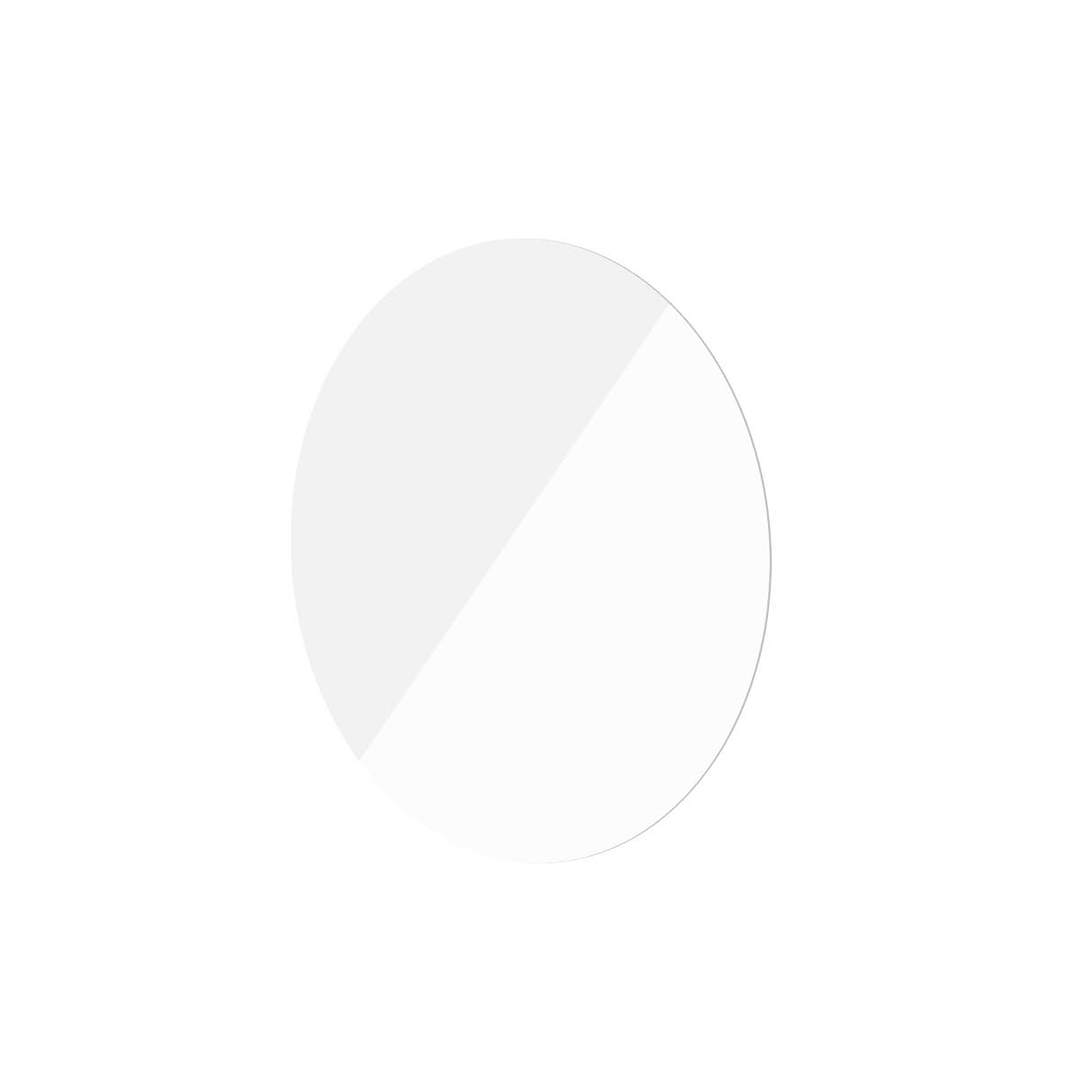 Un círculo claro blanco de dos tonos contra un fondo blanco. Una mitad es más clara que la otra.