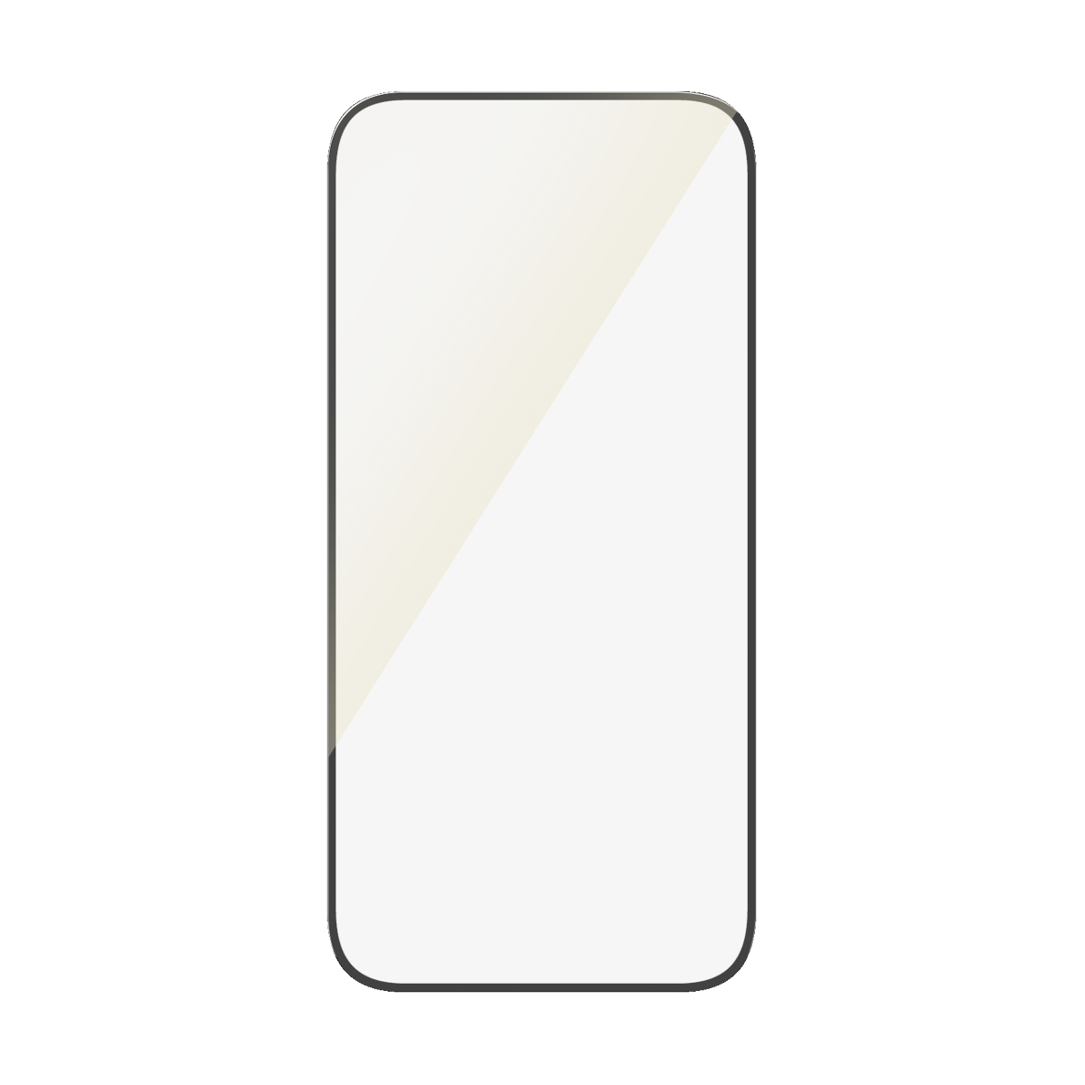Un protector de pantalla rectangular para smartphone. La pantalla es clara con un borde negro.