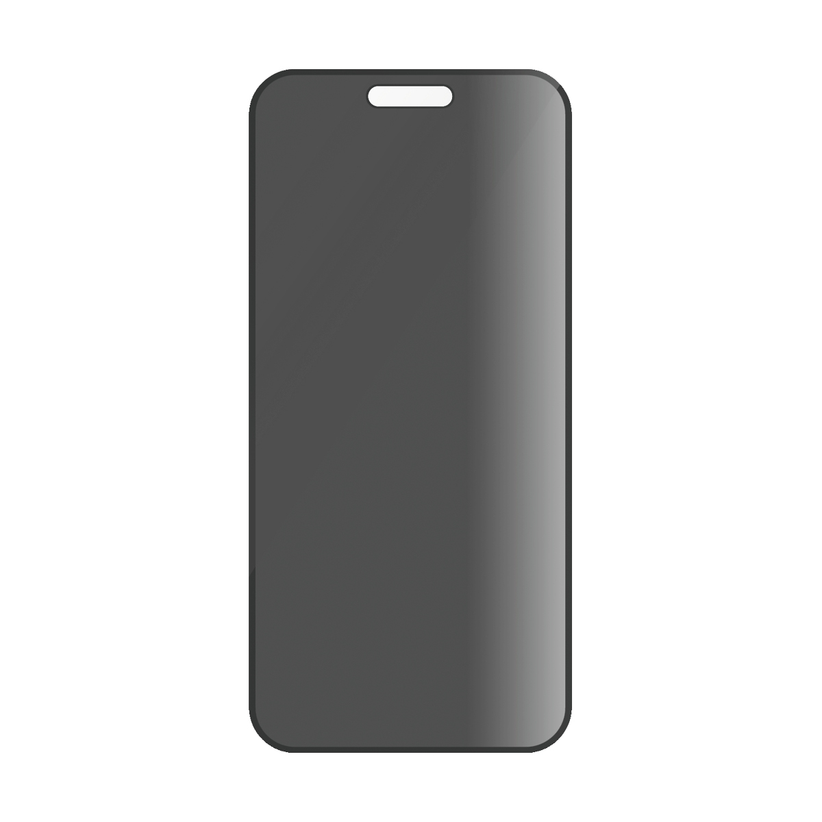 Yuvarlak üst kenarlı bir akıllı telefon için koyu gri bir ekran koruyucu.