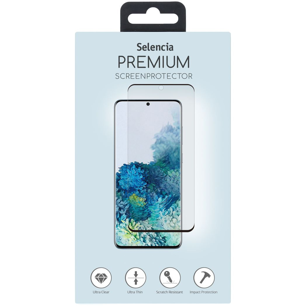 Emballage d'un protecteur d'écran, avec image de téléphone et texte, sur fond blanc.