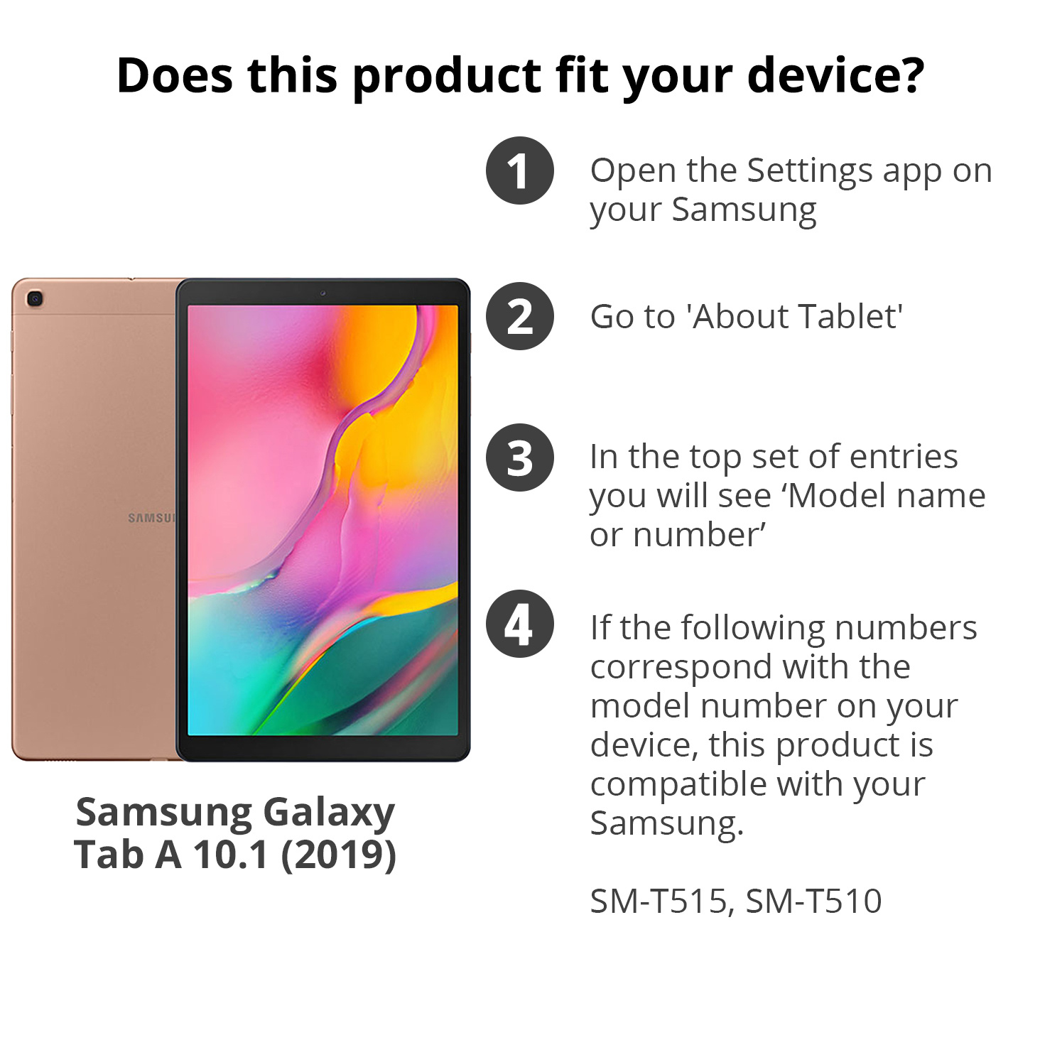 Istruzioni per verificare la compatibilità del Samsung Galaxy Tab A 10.1, con tablet e passaggi.