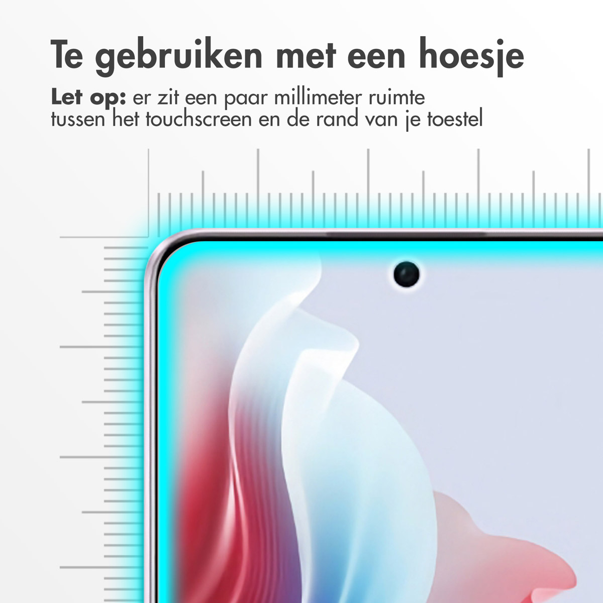 Telefoonscherm met screenprotector. Scherm toont een wazige afbeelding.