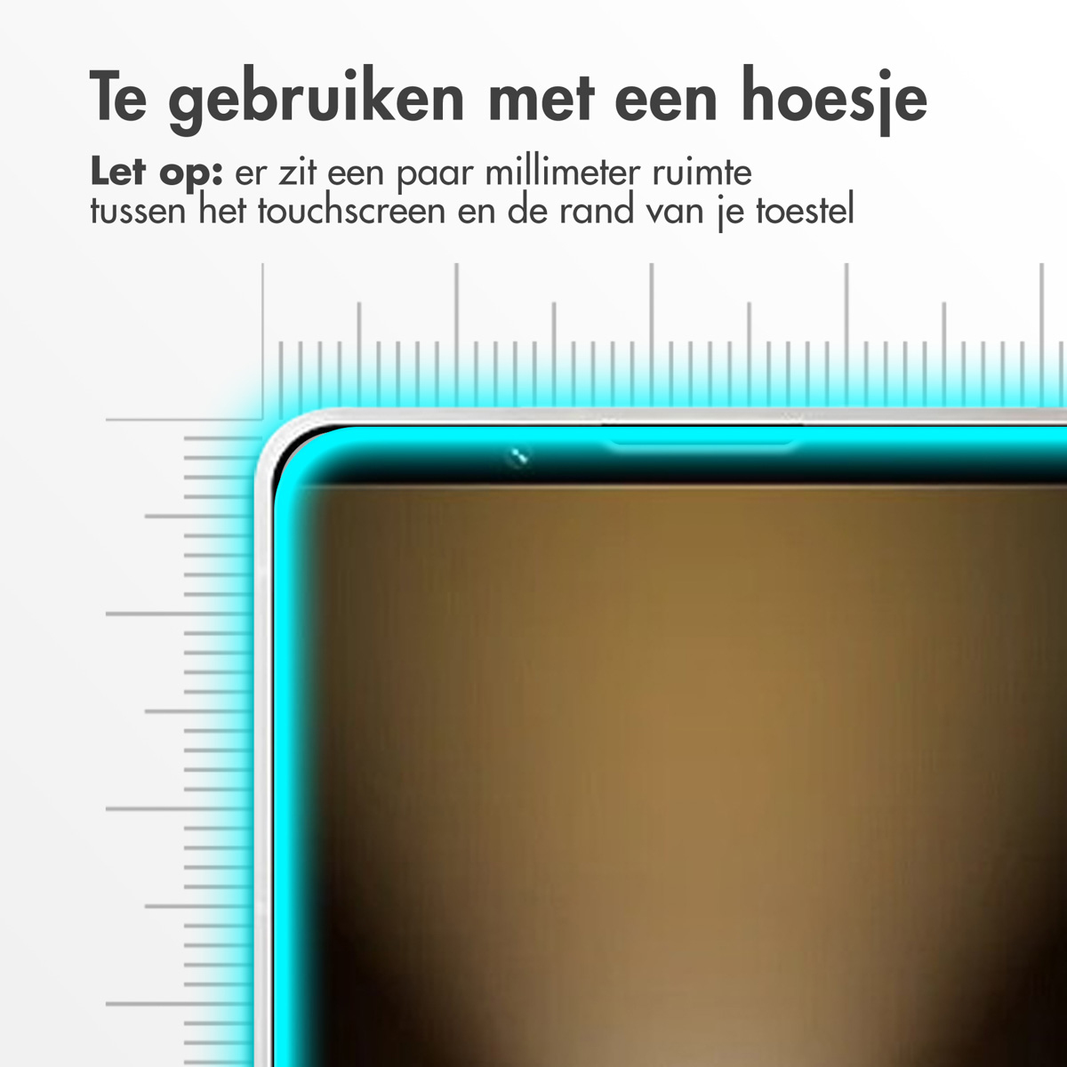 Telefoonscherm met schermbeschermer, met de bovenrand en het camera-gedeelte.
