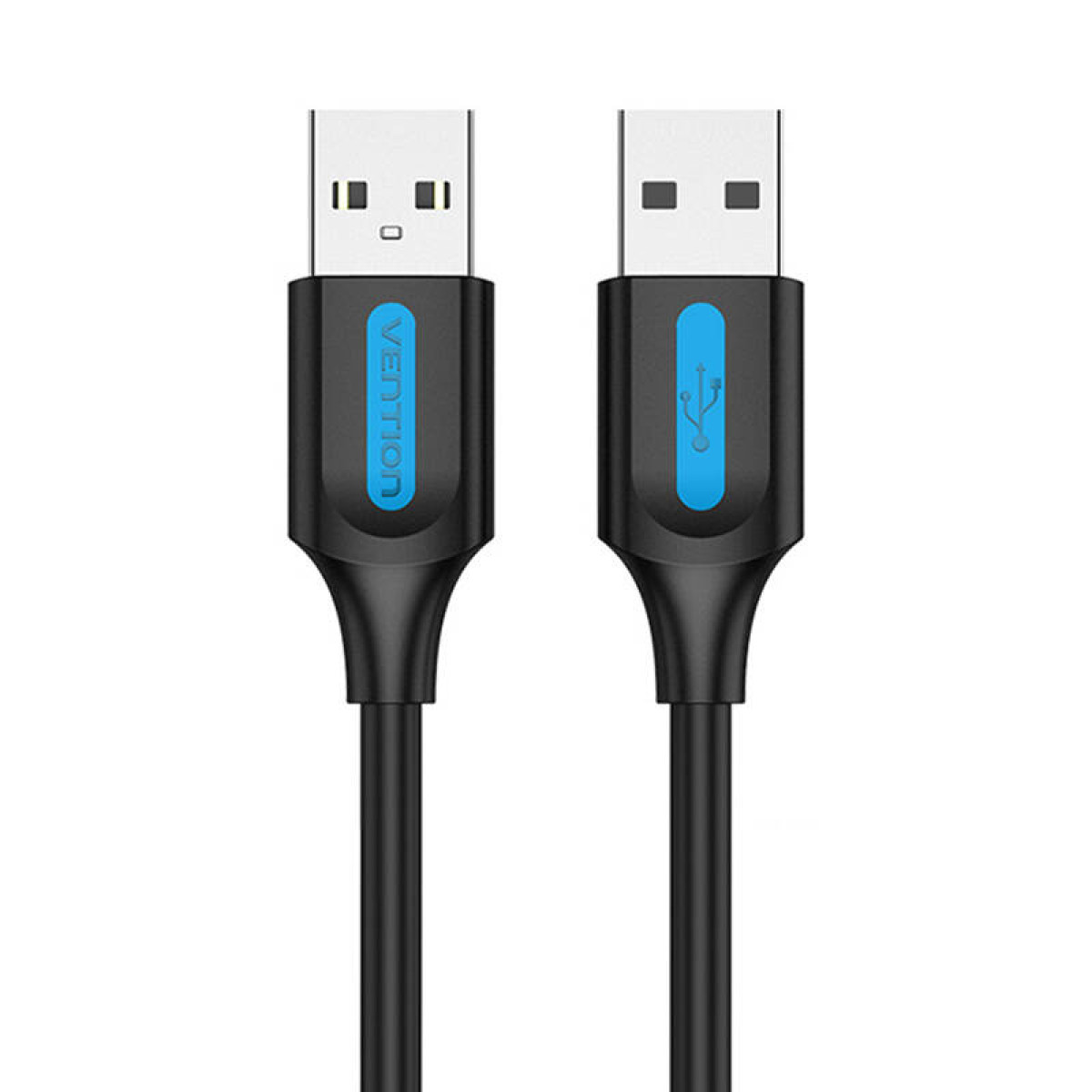 Due cavi USB neri, marchio Vention, sfondo bianco.