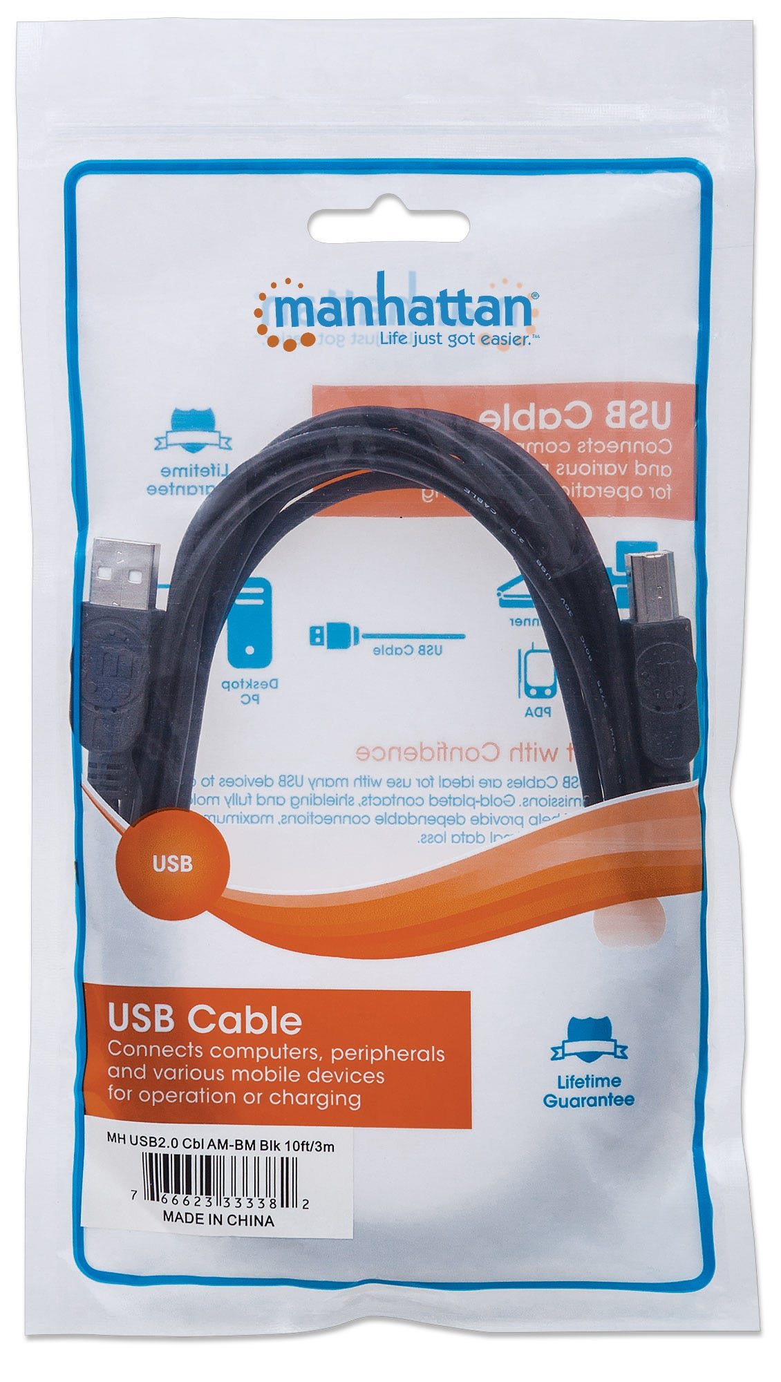 MANHATTAN 333382 HI-SPEEDD USB 2.0 3M SCHWARZ Zubehör, Black | MediaMarkt