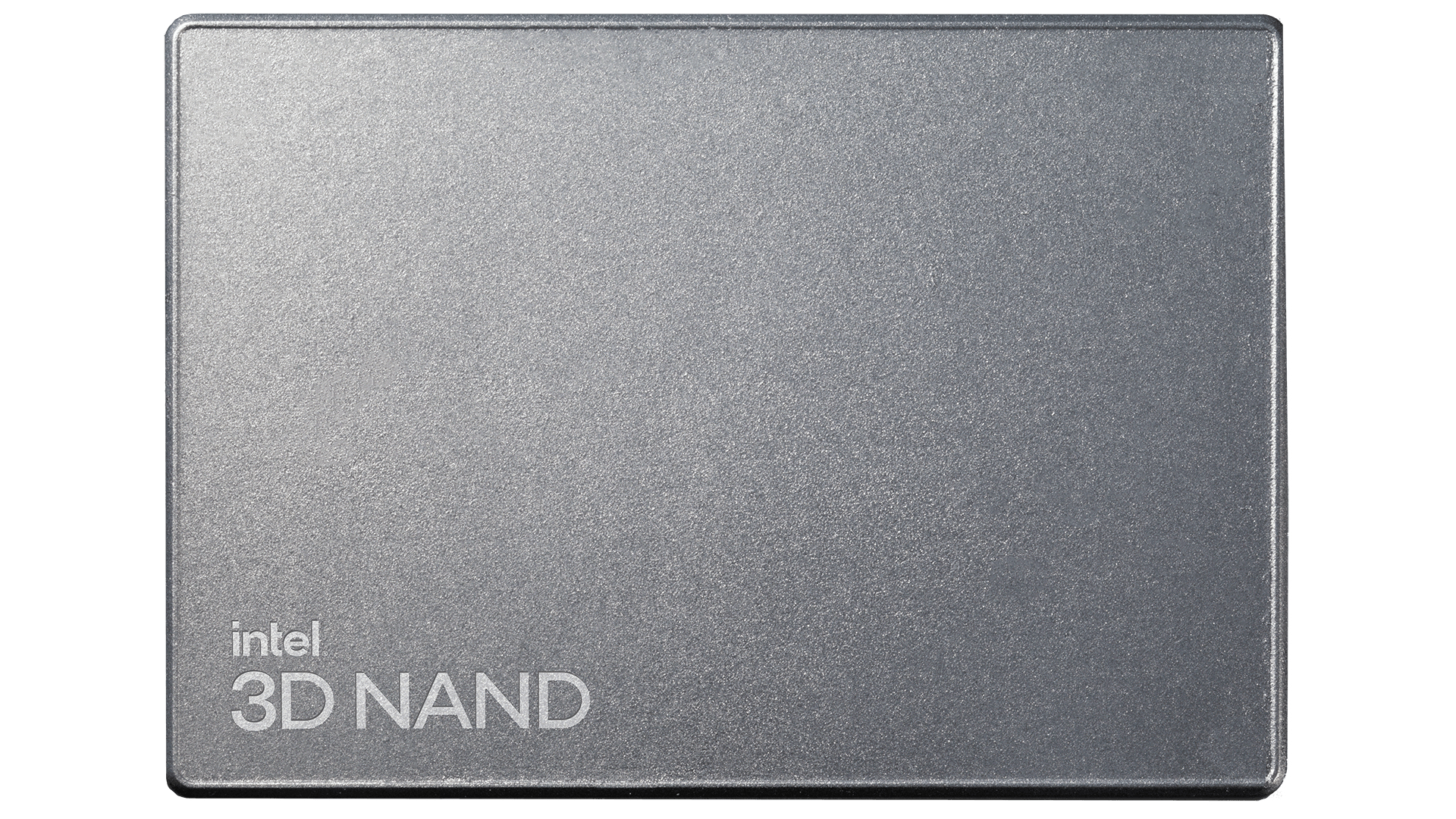 Unità SSD argentata con i loghi Intel e 3D NAND stampati sopra.