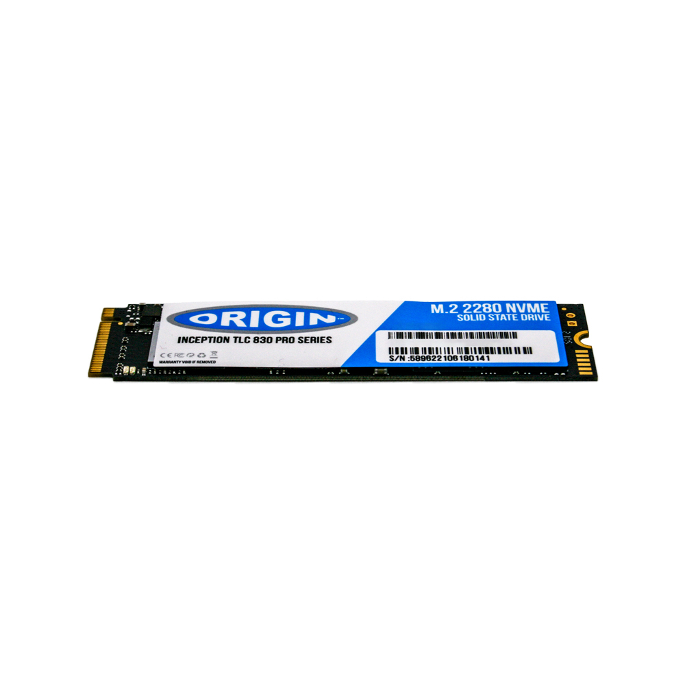 Dysk SSD z etykietą Origin Inception TLC 830 Pro Series, niebiesko-biały schemat kolorów.