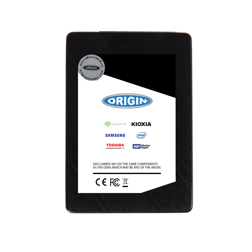 Unità di archiviazione nera con loghi di marchi come Seagate, Kioxia, Intel, Toshiba, WD e Origin.