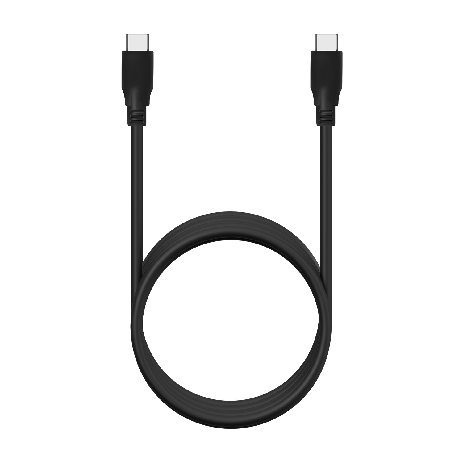 Cavo USB-C nero piegato a forma di U.