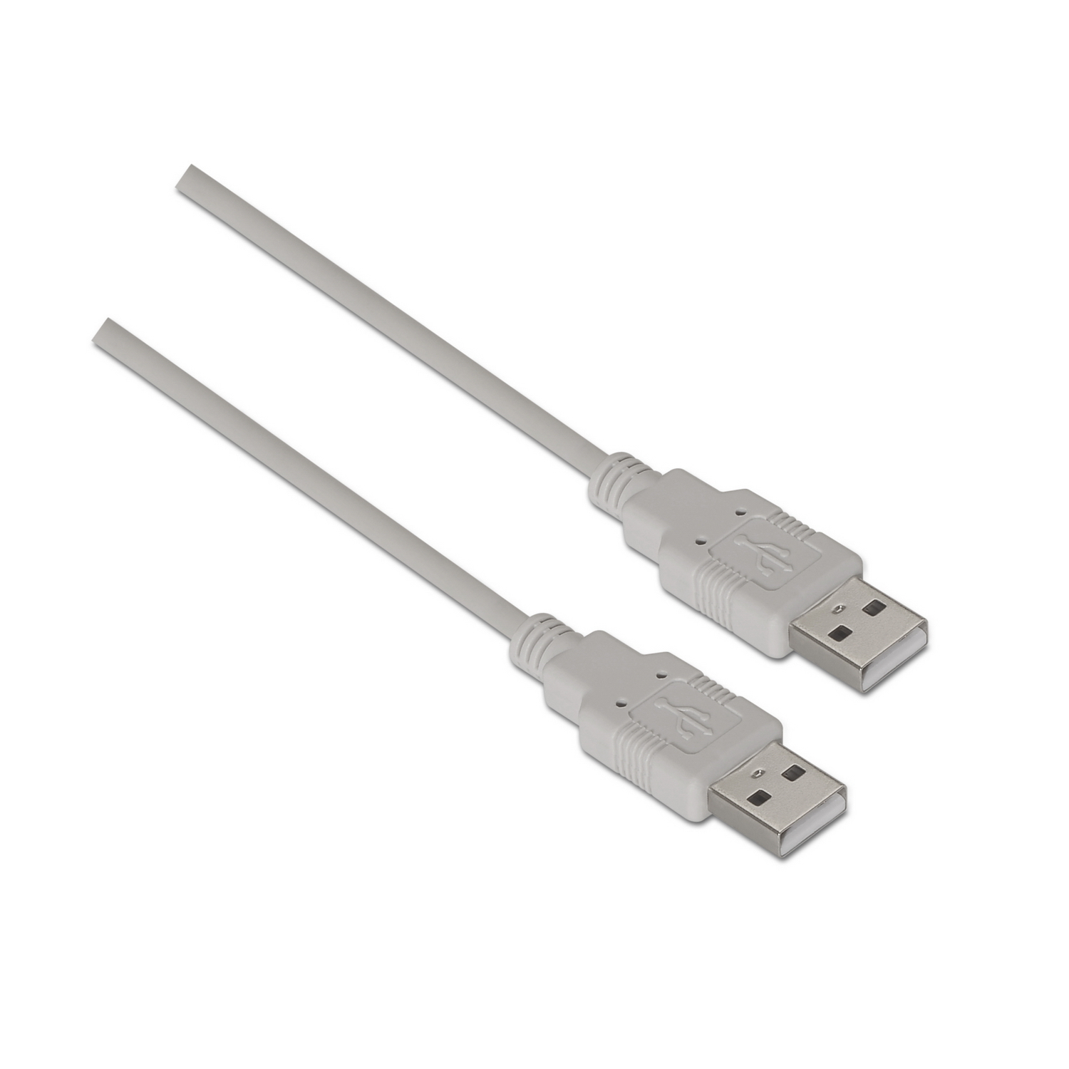 Due cavi USB bianchi, angolati, su sfondo bianco.