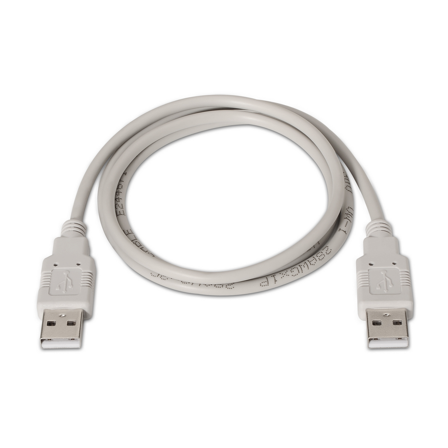 Cavo USB con due connettori, arrotolato a forma circolare.