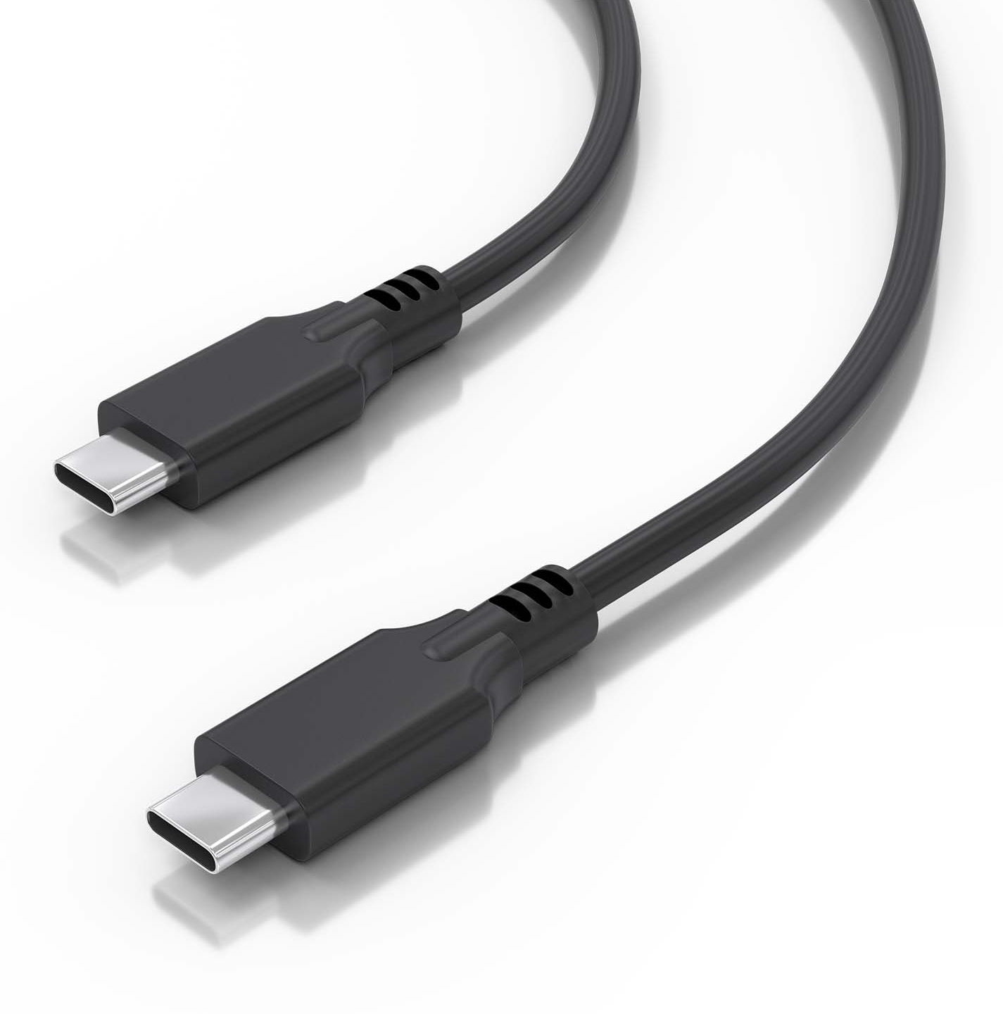 Twee zwarte USB-C kabels.