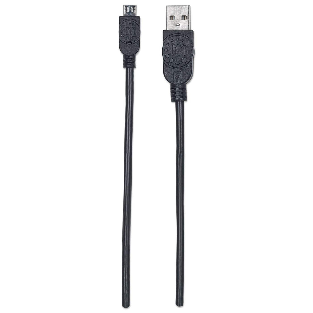 Zwarte USB-kabel. USB- en Micro-USB-connectoren.