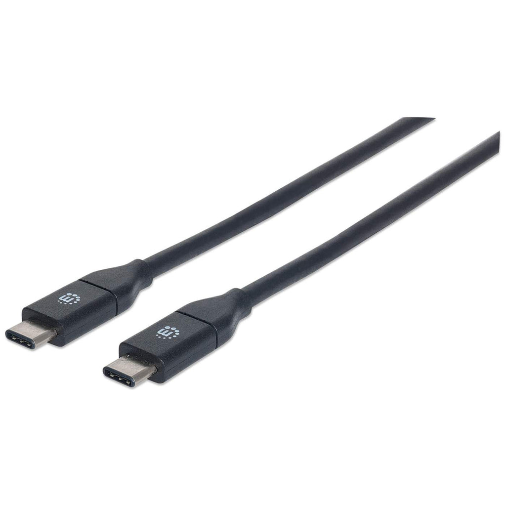 Due cavi USB-C neri. Ogni cavo ha un connettore USB-C alla fine.